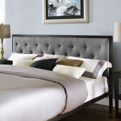 Mia King Fabric Bed Frame, Grey Fabric