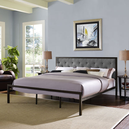 Mia King Fabric Bed Frame, Grey Fabric