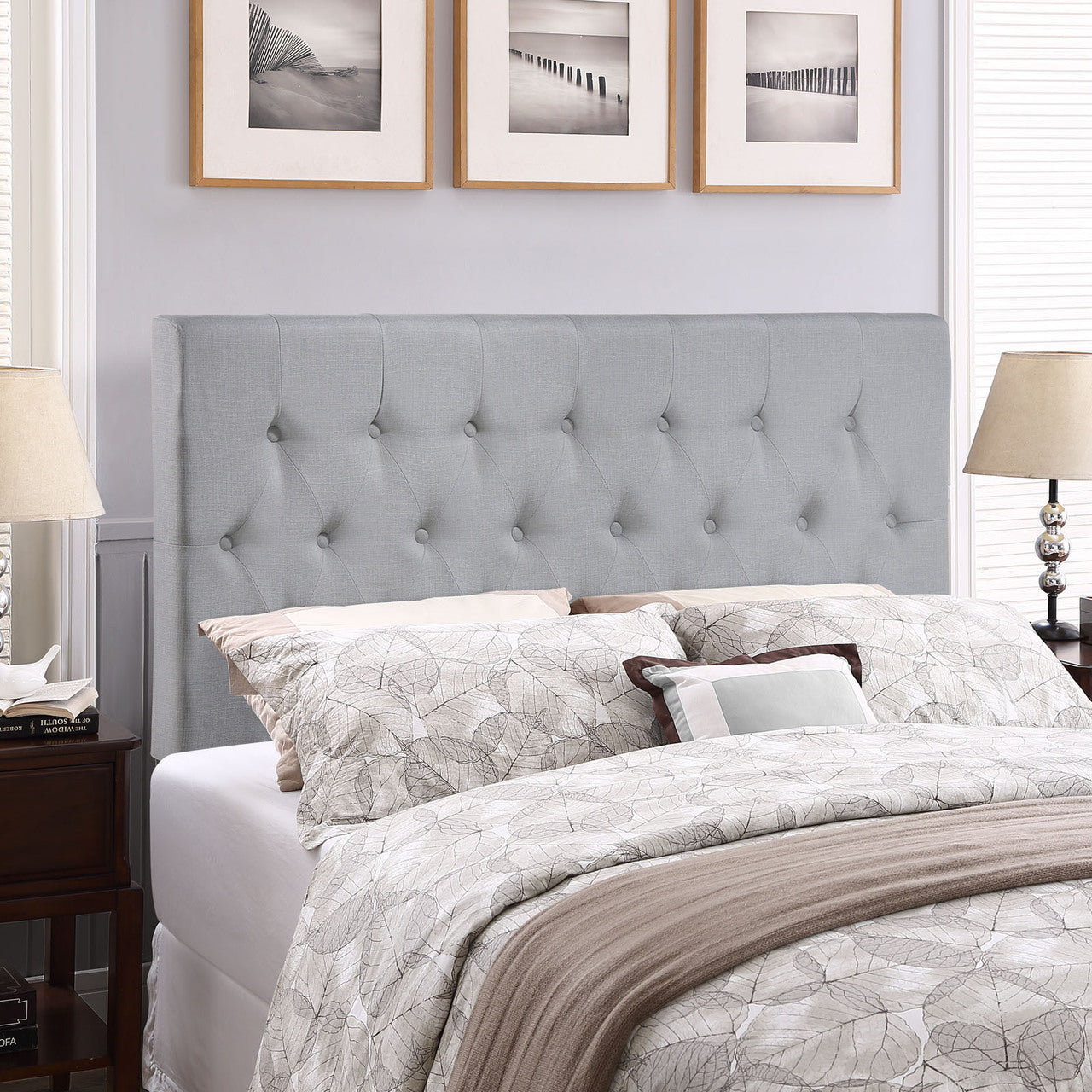 Clique Queen Headboard, Grey Fabric