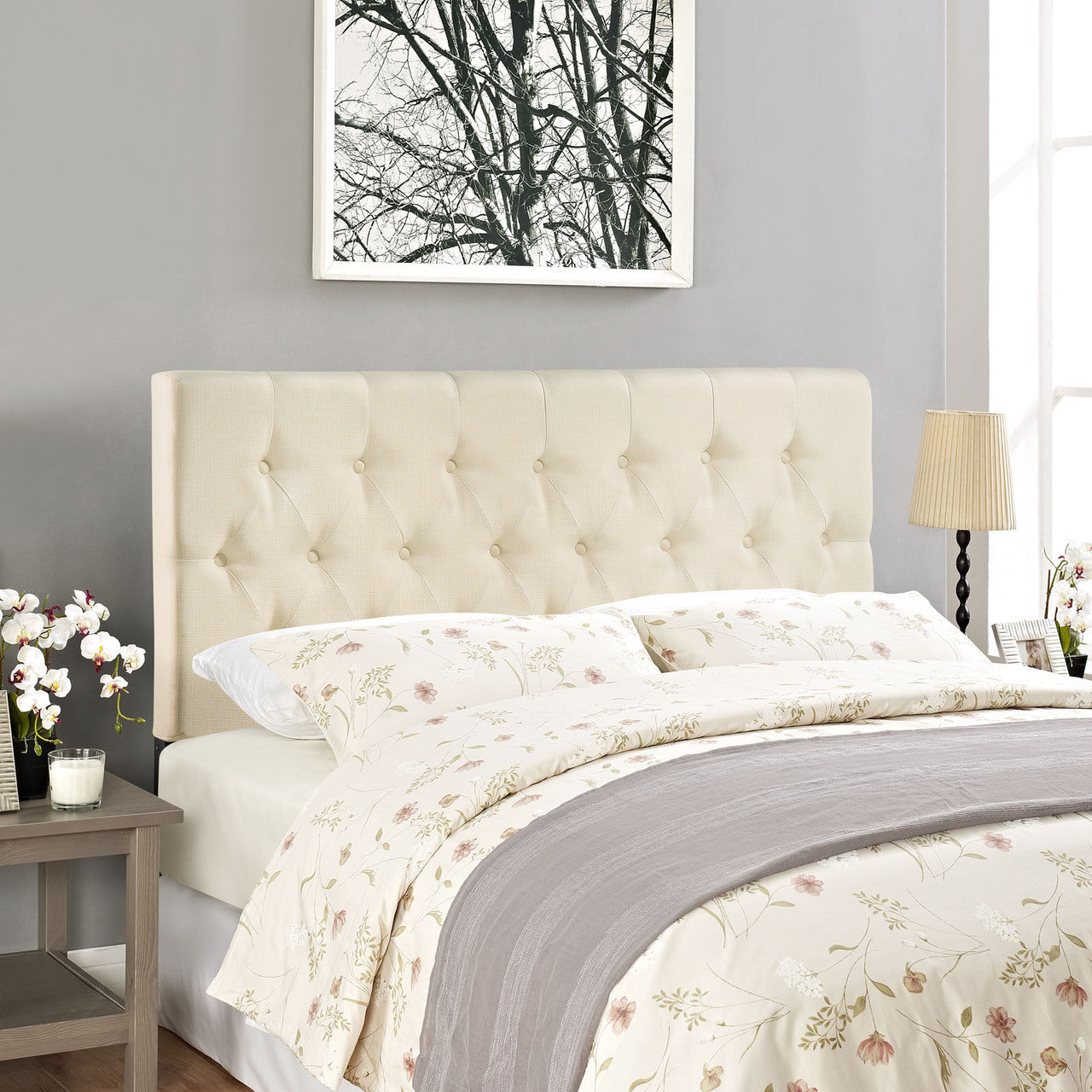 Clique King Headboard, Ivory Fabric