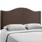 Curl Queen Nailhead Upholstered Headboard, Brown Fabric