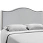 Curl Queen Nailhead Upholstered Headboard, Grey Fabric