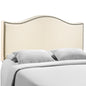 Curl Queen Nailhead Upholstered Headboard, Ivory Fabric
