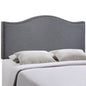 Curl Queen Nailhead Upholstered Headboard, Smoke Grey Fabric