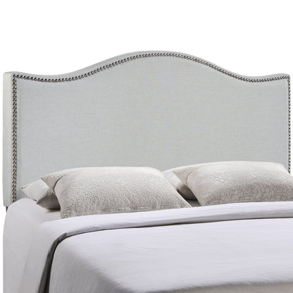 Curl King Nailhead Upholstered Headboard, Grey Fabric