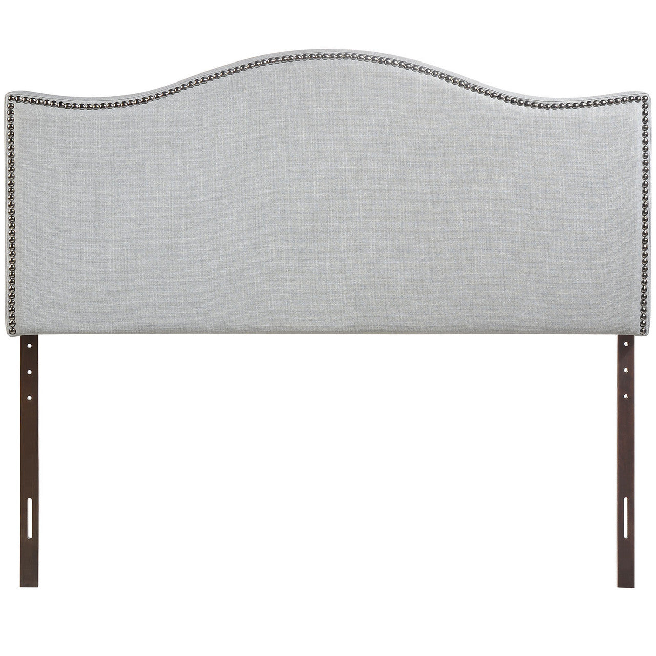 Curl King Nailhead Upholstered Headboard, Grey Fabric