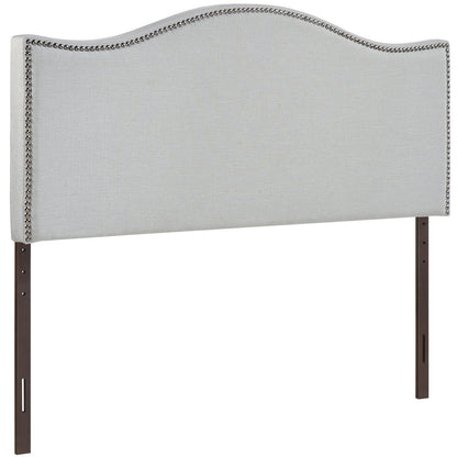 Curl King Nailhead Upholstered Headboard, Grey Fabric