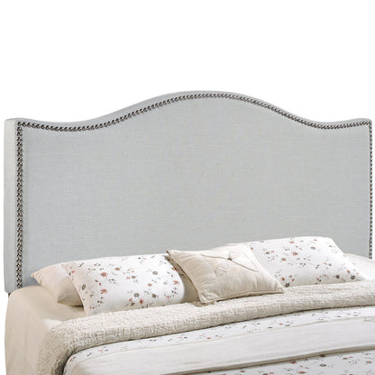 Curl King Nailhead Upholstered Headboard, Grey Fabric