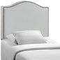 Curl Twin Nailhead Upholstered Headboard, Grey Fabric