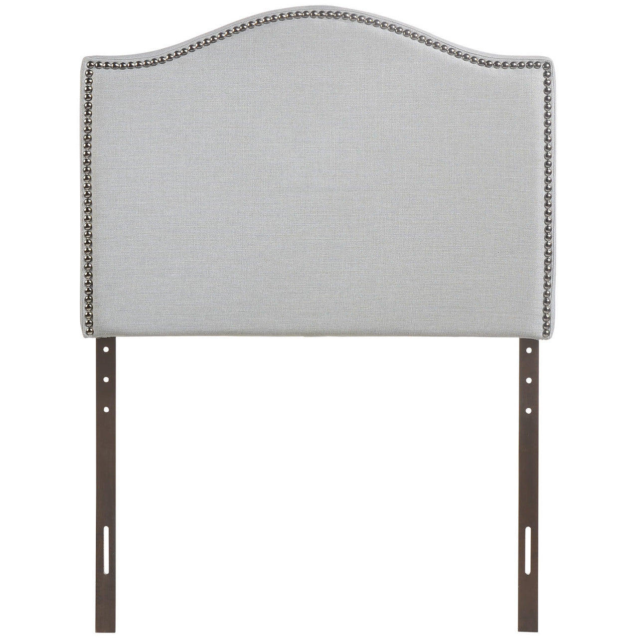 Curl Twin Nailhead Upholstered Headboard, Grey Fabric