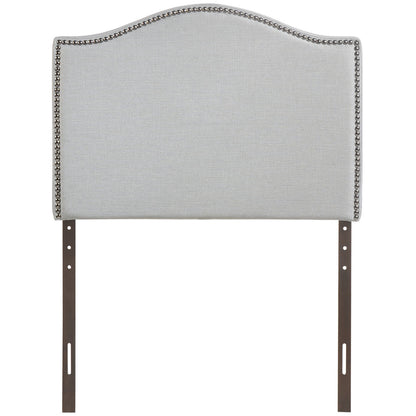 Curl Twin Nailhead Upholstered Headboard, Grey Fabric