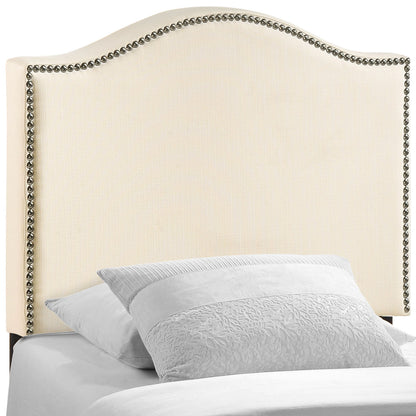 Curl Twin Nailhead Upholstered Headboard, Ivory Fabric