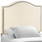 Curl Twin Nailhead Upholstered Headboard, Ivory Fabric