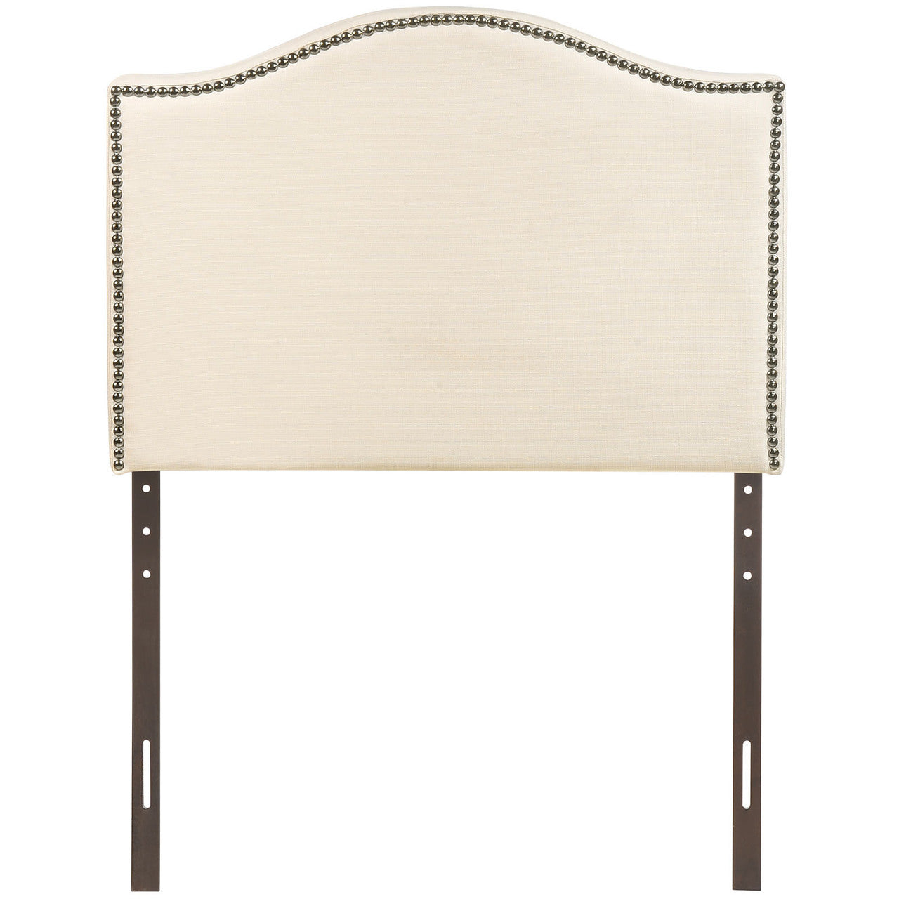 Curl Twin Nailhead Upholstered Headboard, Ivory Fabric
