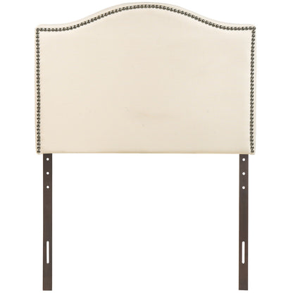 Curl Twin Nailhead Upholstered Headboard, Ivory Fabric