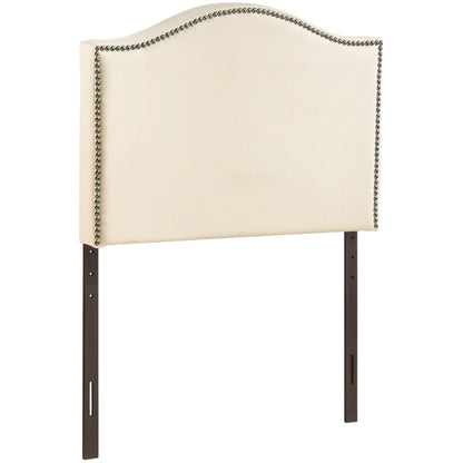 Curl Twin Nailhead Upholstered Headboard, Ivory Fabric