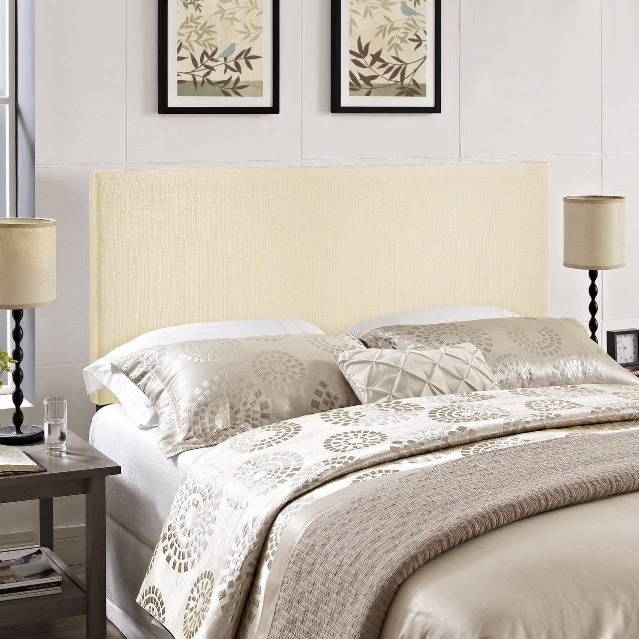 Region Queen Upholstered Headboard, Ivory Fabric