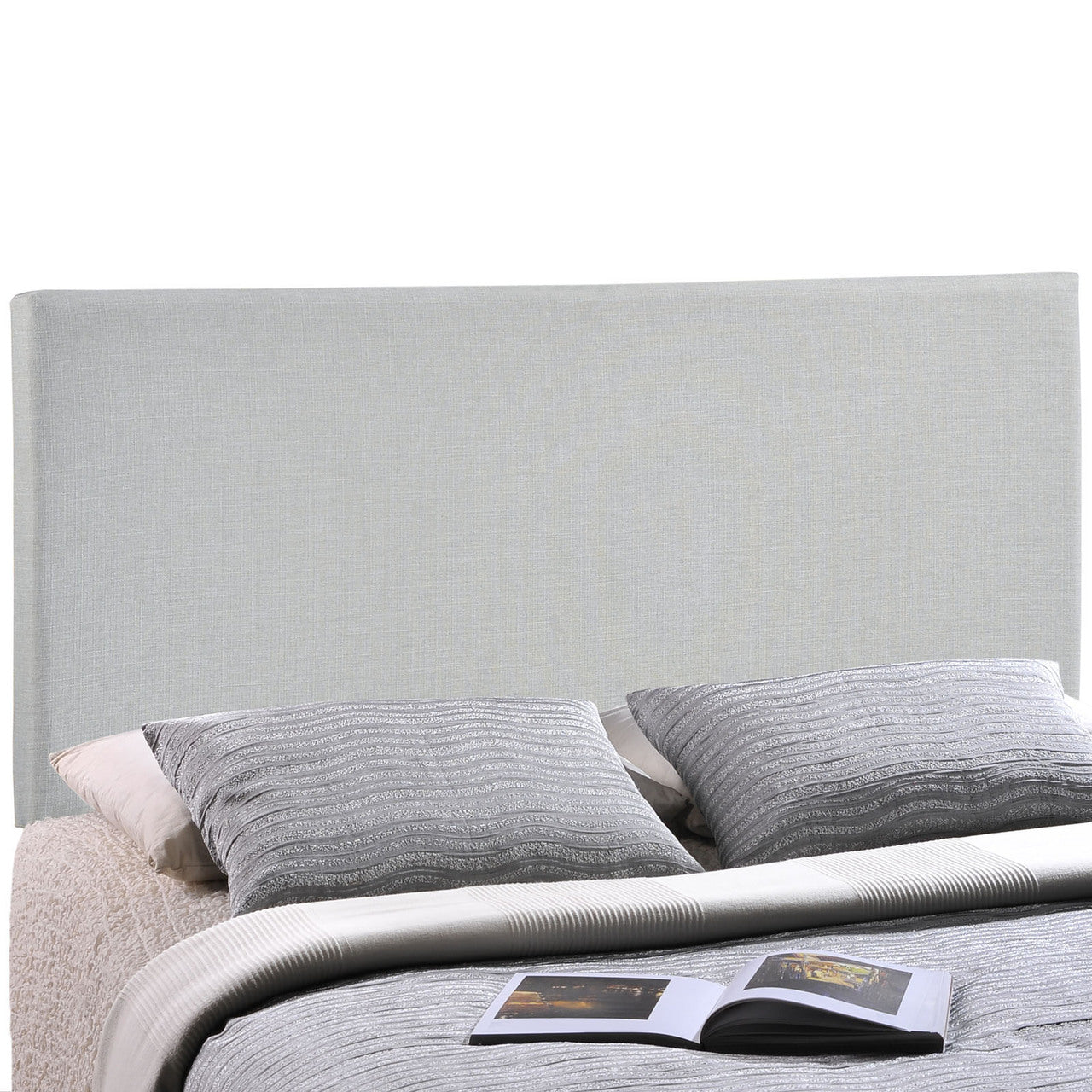 Region Full Upholstered Headboard, Grey Fabric