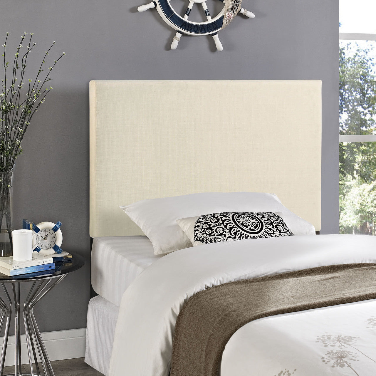 Region Twin Upholstered Headboard, Ivory Fabric
