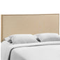 Region Queen Nailhead Upholstered Headboard, Beige Fabric