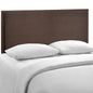Region Queen Nailhead Upholstered Headboard, Brown Fabric