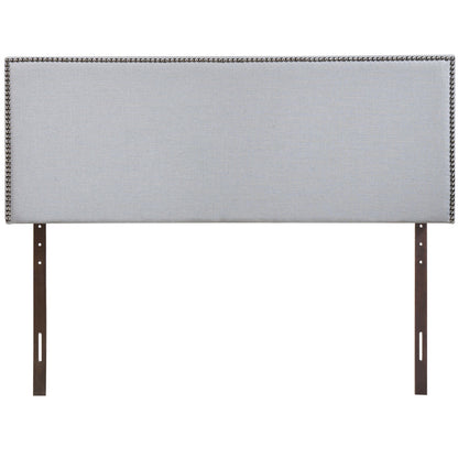 Region Queen Nailhead Upholstered Headboard, Grey Fabric