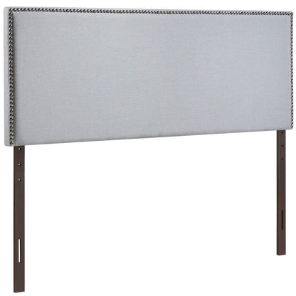 Region Queen Nailhead Upholstered Headboard, Grey Fabric
