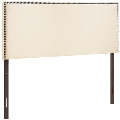 Region King Nailhead Upholstered Headboard, Ivory Fabric