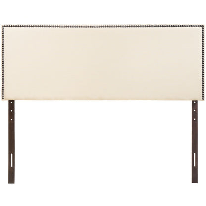 Region King Nailhead Upholstered Headboard, Ivory Fabric