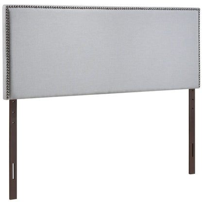 Region Full Nailhead Upholstered Headboard, Grey Fabric