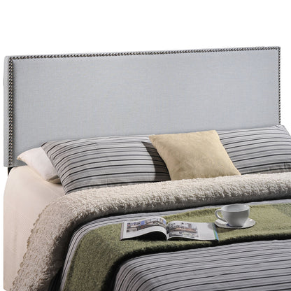 Region Full Nailhead Upholstered Headboard, Grey Fabric