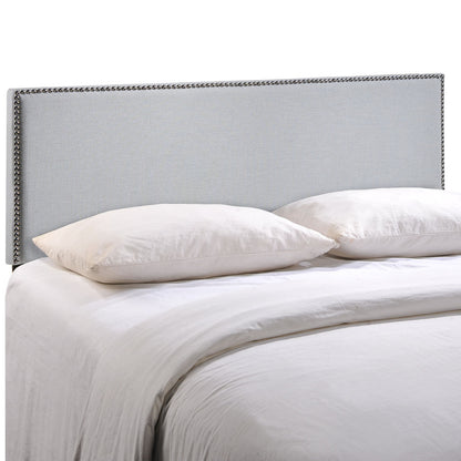 Region Full Nailhead Upholstered Headboard, Grey Fabric
