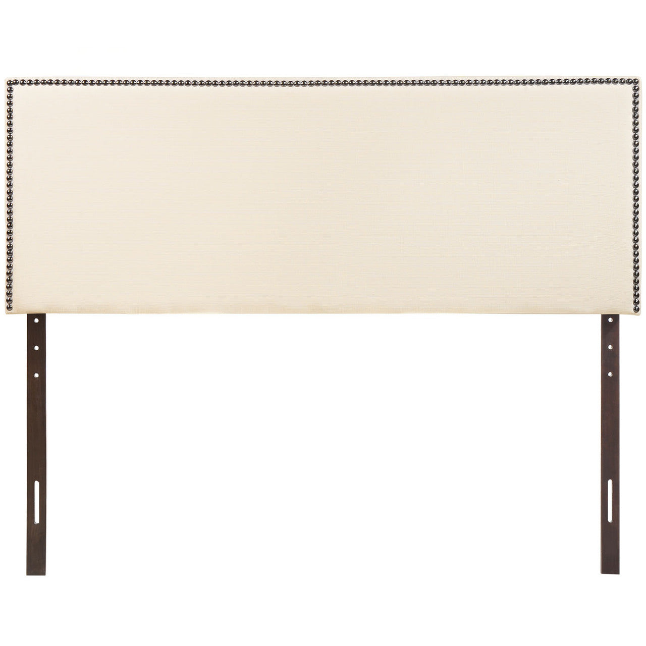 Region Full Nailhead Upholstered Headboard, Ivory Fabric