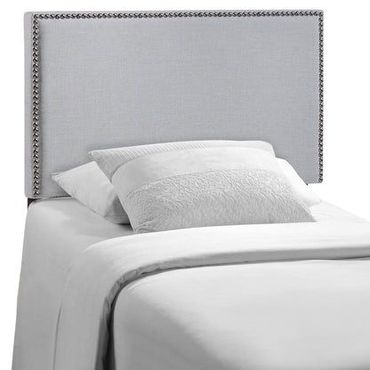Region Twin Nailhead Upholstered Headboard, Grey Fabric