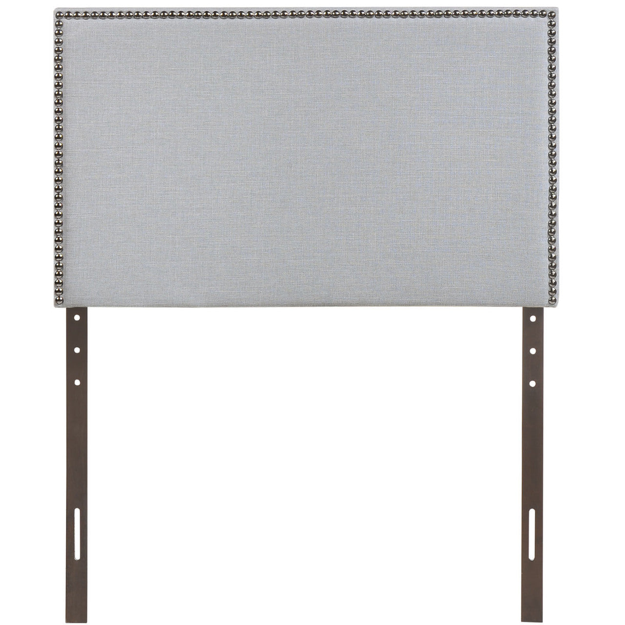 Region Twin Nailhead Upholstered Headboard, Grey Fabric