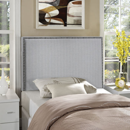 Region Twin Nailhead Upholstered Headboard, Grey Fabric