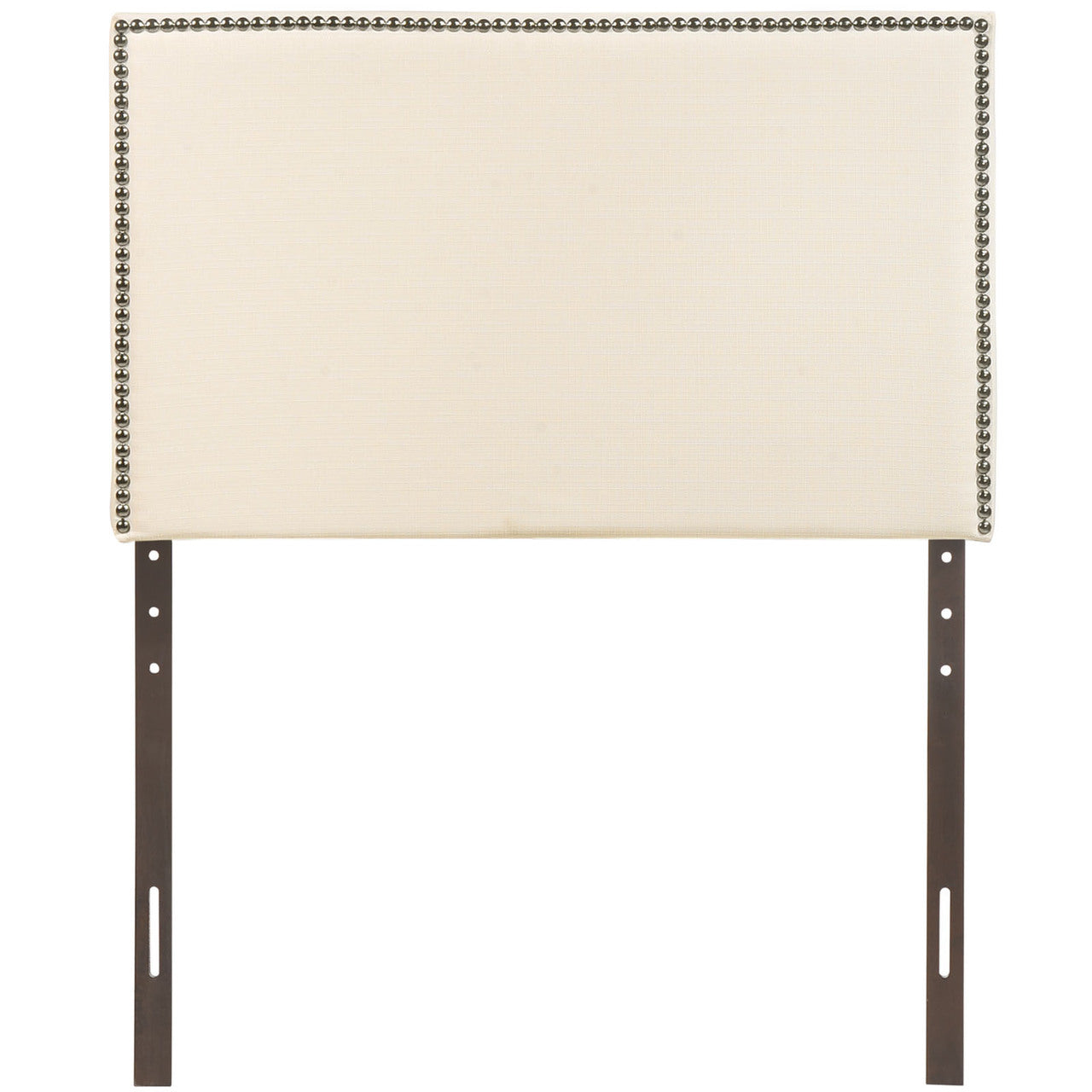 Region Twin Nailhead Upholstered Headboard, Ivory Fabric
