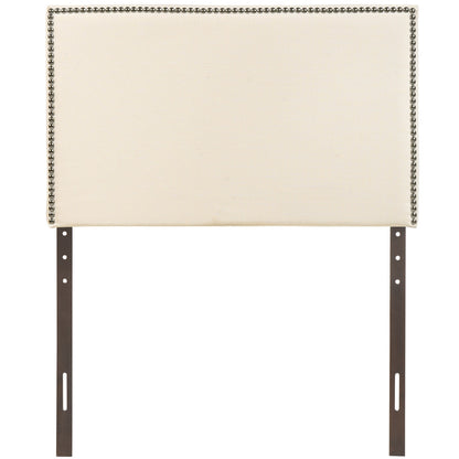 Region Twin Nailhead Upholstered Headboard, Ivory Fabric