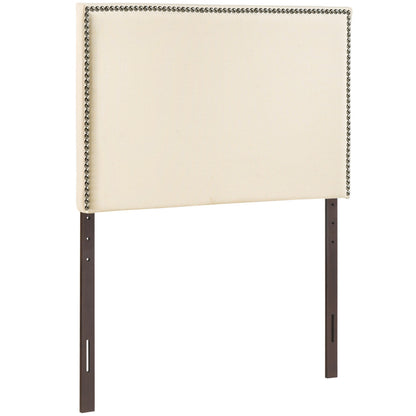 Region Twin Nailhead Upholstered Headboard, Ivory Fabric