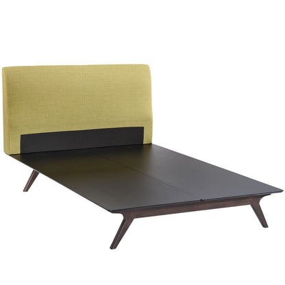 Tracy Queen Wood Bed Frame, Green Fabric