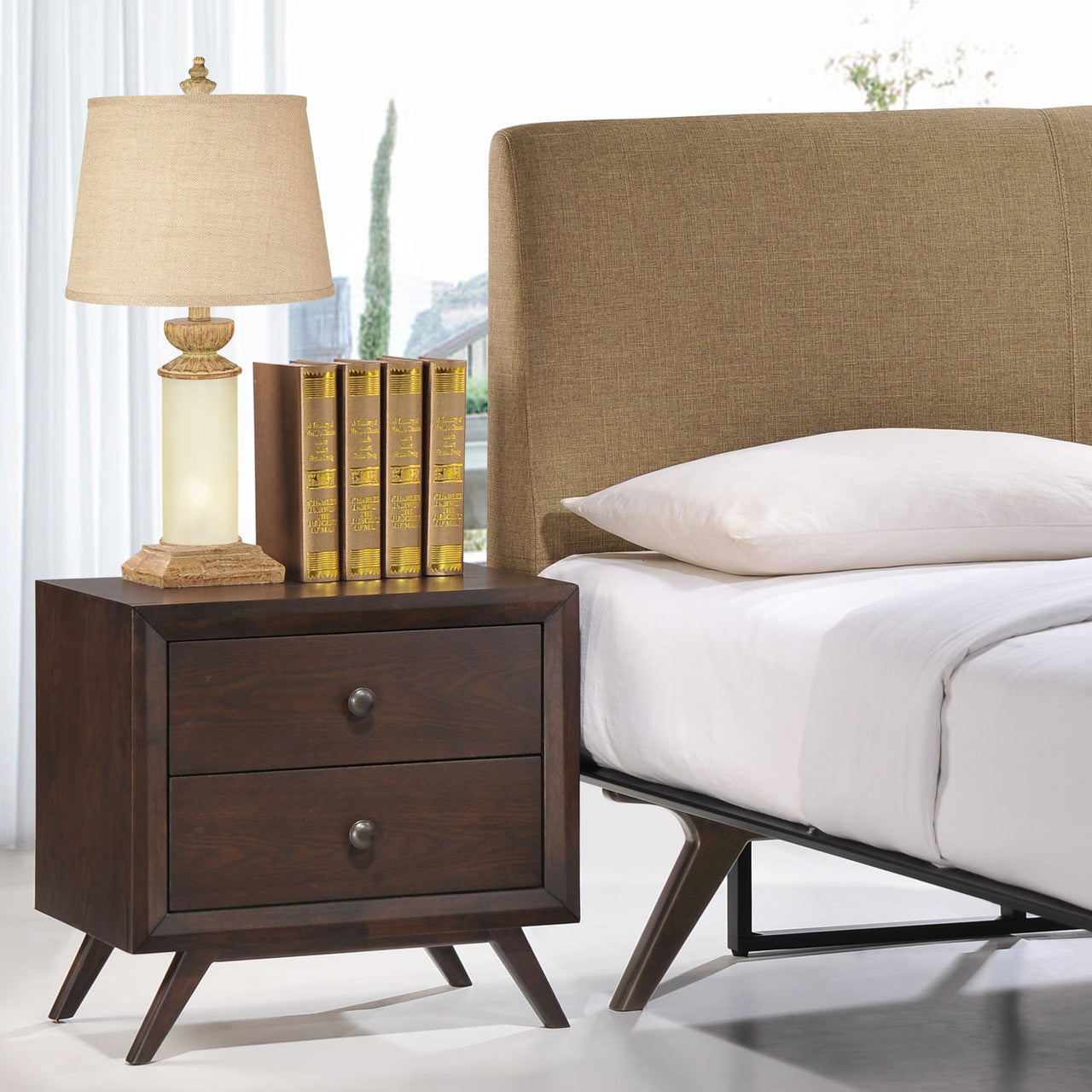 Tracy Nightstand, Brown Wood