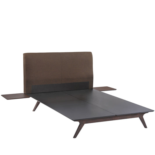 Tracy 3 Piece Queen Bedroom Set, Brown Fabric Wood