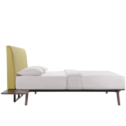 Tracy 3 Piece Queen Bedroom Set, Green Fabric Wood