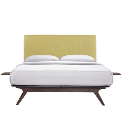 Tracy 3 Piece Queen Bedroom Set, Green Fabric Wood