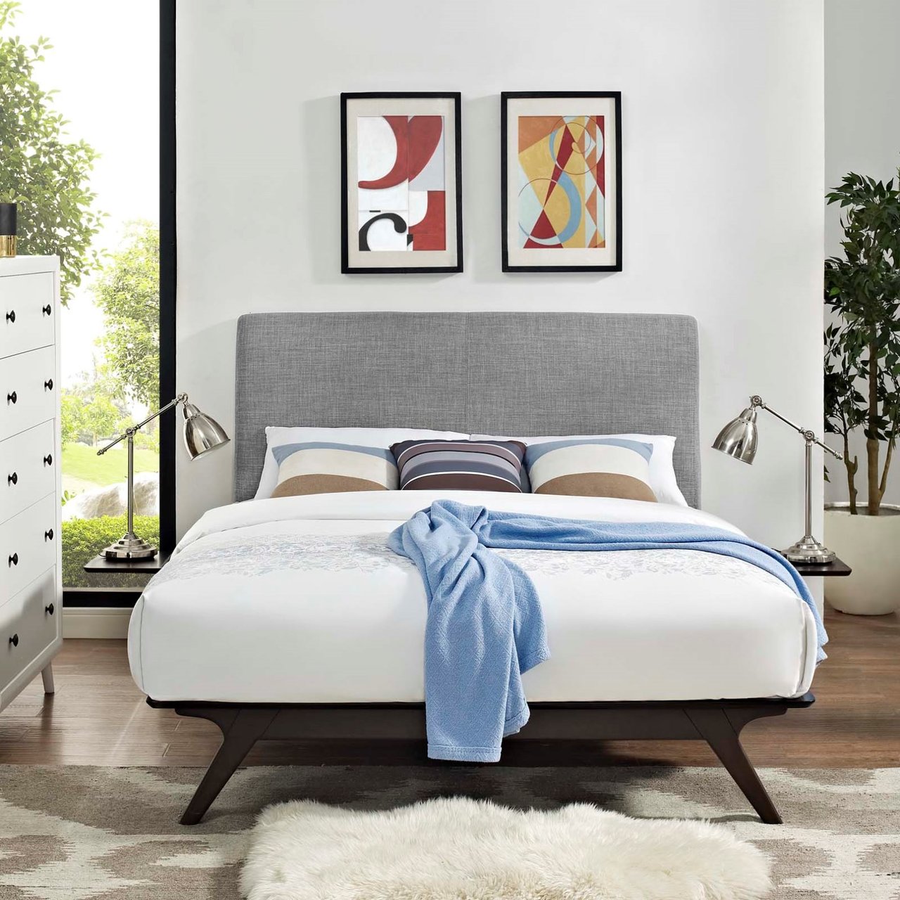 Tracy Three PCS Queen Bedroom Set, Grey, Fabric 11956