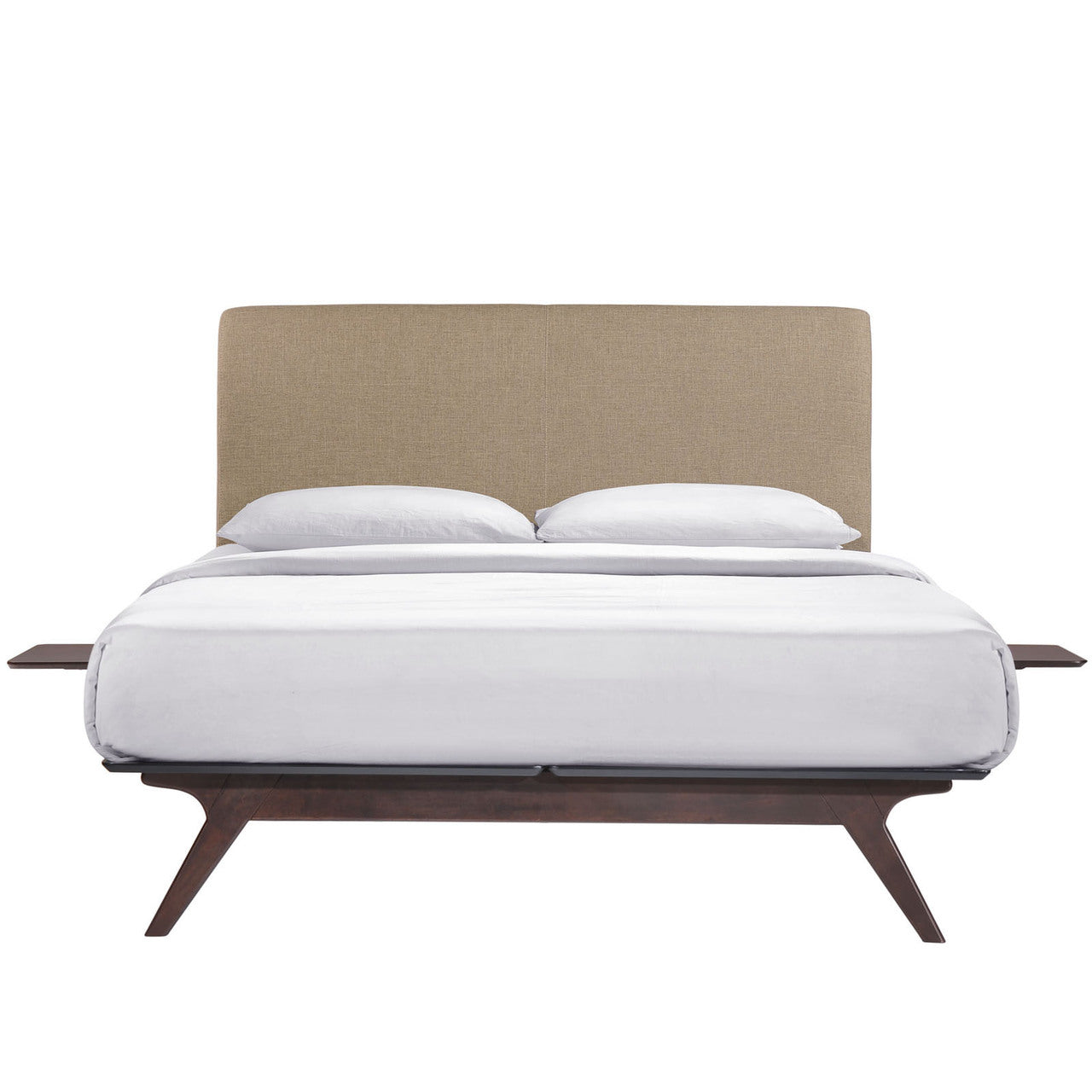 Tracy 3 Piece Queen Bedroom Set, Brown, Fabric Wood