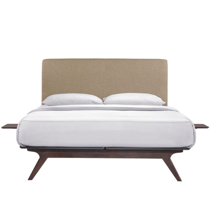 Tracy 3 Piece Queen Bedroom Set, Brown, Fabric Wood