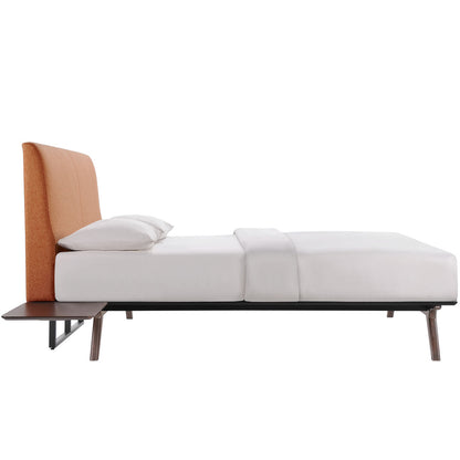 Tracy 3 Piece Queen Bedroom Set, Orange Fabric Wood