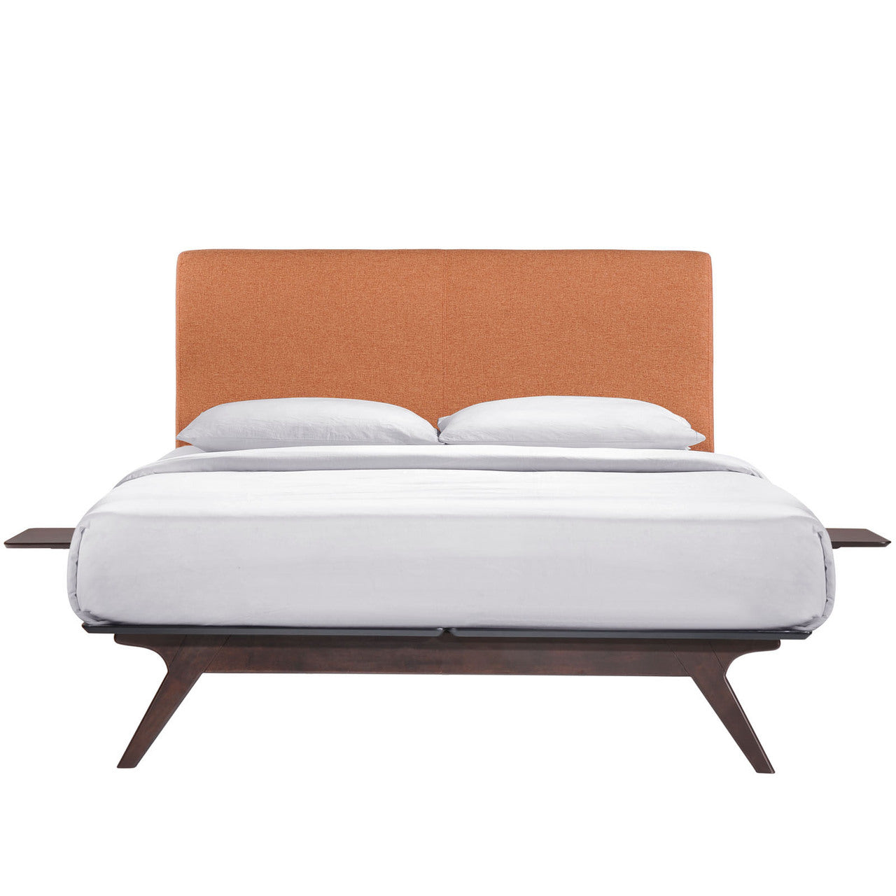 Tracy 3 Piece Queen Bedroom Set, Orange Fabric Wood