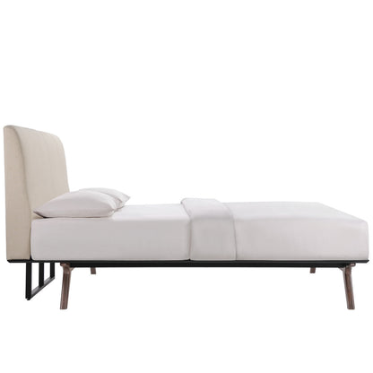 Tracy 2 Piece Queen Bedroom Set, Beige Fabric Wood